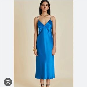 Olivia von Halle Blue Spaghetti Strap Slip Dress